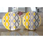 Realhomes Sarı Gri Zigzag Desenli Modern Tasarımlı 2'li Yuvarlak Servis Altlığı - Supla Realhomes