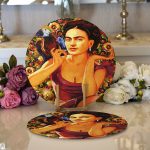 - Supla2li-3378-Gorsel1 - Realhomes  Realhomes Mutluluk Çiçekleri Vintage Tasarımlı Dijital Baskılı Modern 2'li Yuvarlak Servis Altlığı - Supla Realhomes