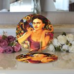 - Supla2li-3378-Gorsel3 - Realhomes  Realhomes Mutluluk Çiçekleri Vintage Tasarımlı Dijital Baskılı Modern 2'li Yuvarlak Servis Altlığı - Supla Realhomes