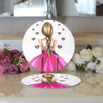 - Supla2li-3379-Gorsel3 - Realhomes Realhomes Balerin Kız Çizimli Dijital Baskılı 3D Modern 2'li Yuvarlak Servis Altlığı - Supla Realhomes