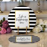 - Supla2li-3382-Gorsel1 - Realhomes Realhomes Siyah Beyaz Gold Yazılı Modern 2'li Yuvarlak Servis Altlığı - Supla Realhomes