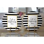 - Supla2li-3382-Gorsel2 - Realhomes Realhomes Siyah Beyaz Gold Yazılı Modern 2'li Yuvarlak Servis Altlığı - Supla Realhomes