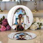 Realhomes Mutluluk Manzarası Suluboya Çizimli Özel Tasarım Modern 2'li Yuvarlak Servis Altlığı - Supla Realhomes