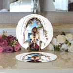 Realhomes Mutluluk Manzarası Suluboya Çizimli Özel Tasarım Modern 2'li Yuvarlak Servis Altlığı - Supla Realhomes