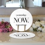 - Supla2li-3387-Gorsel3 - Realhomes Realhomes Yesterday Tomorrow NOW Yazılı Dijital Baskılı Modern 2'li Yuvarlak Servis Altlığı - Supla Realhomes