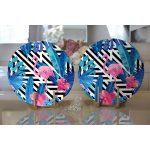 - Supla2li-3389-Gorsel2 - Realhomes Realhomes Geometrik Mavi Pempe Flamingo Tasarımlı Dijital Baskılı Modern 2'li Yuvarlak Servis Altlığı - Supla Realhomes