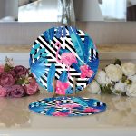 - Supla2li-3389-Gorsel3 - Realhomes Realhomes Geometrik Mavi Pempe Flamingo Tasarımlı Dijital Baskılı Modern 2'li Yuvarlak Servis Altlığı - Supla Realhomes