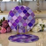 - Supla2li-3390-Gorsel1 - Realhomes  Realhomes Mor Renkli Ogea Desenli Özel Tasarım Modern 2'li Yuvarlak Servis Altlığı - Supla Realhomes