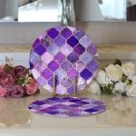 - Supla2li-3390-Gorsel3 - Realhomes  Realhomes Mor Renkli Ogea Desenli Özel Tasarım Modern 2'li Yuvarlak Servis Altlığı - Supla Realhomes