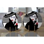 Realhomes Siyah Beyaz Fashion Woman Tasarımlı Modern 2'li Yuvarlak Servis Altlığı - Supla Realhomes