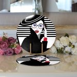 Realhomes Siyah Beyaz Fashion Woman Tasarımlı Modern 2'li Yuvarlak Servis Altlığı - Supla Realhomes
