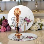 - Supla2li-3396-Gorsel1 - Realhomes Realhomes Çiçekli Kız Çizimli Modern 2'li Yuvarlak Servis Altlığı - Supla Realhomes