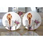 - Supla2li-3396-Gorsel2 - Realhomes Realhomes Çiçekli Kız Çizimli Modern 2'li Yuvarlak Servis Altlığı - Supla Realhomes