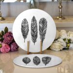 Realhomes Karakalem Tüy Desenli Dijital Baskılı Modern 2'li Yuvarlak Servis Altlığı - Supla Realhomes