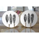 Realhomes Karakalem Tüy Desenli Dijital Baskılı Modern 2'li Yuvarlak Servis Altlığı - Supla Realhomes