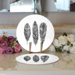 Realhomes Karakalem Tüy Desenli Dijital Baskılı Modern 2'li Yuvarlak Servis Altlığı - Supla Realhomes