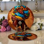 Realhomes African Woman Çizimli Dijital Baskılı Modern 2'li Yuvarlak Servis Altlığı - Supla Realhomes