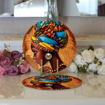Realhomes African Woman Çizimli Dijital Baskılı Modern 2'li Yuvarlak Servis Altlığı - Supla Realhomes