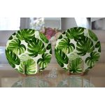 - Supla2li-3403-Gorsel2 - Realhomes  Realhomes Suluboya Zambak Yaprakları Çizimli Özel Tasarım Modern 2'li Yuvarlak Servis Altlığı - Supla Realhomes