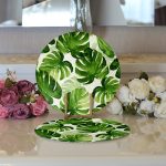 - Supla2li-3403-Gorsel3 - Realhomes  Realhomes Suluboya Zambak Yaprakları Çizimli Özel Tasarım Modern 2'li Yuvarlak Servis Altlığı - Supla Realhomes