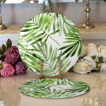 Realhomes Suluboya İnce Yapraklar Modern Tasarımlı 2'li Yuvarlak Servis Altlığı - Supla Realhomes