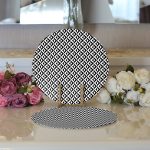 Realhomes Siyah Beyaz Üçgen Geometrik Desenli Dijital Baskılı Modern 2'li Yuvarlak Servis Altlığı - Supla Realhomes