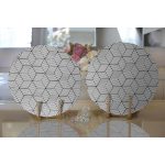 - Supla2li-3412-Gorsel2 - Realhomes Realhomes 3D Cube Desenli Dijital Baskılı Modern 2'li Yuvarlak Servis Altlığı - Supla Realhomes