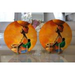 - Supla2li-3413-Gorsel2 - Realhomes Realhomes Turuncu Afrikan Women Tasarımlı Dijital Baskılı Modern 2'li Yuvarlak Servis Altlığı - Supla Realhomes