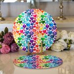 - Supla2li-3423-Gorsel1 - Realhomes Realhomes Özel Tasarım Renkli Kalpler Dijital Baskılı 2'li Yuvarlak Servis Altlığı - Supla Realhomes