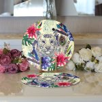 Realhomes Özel Tasarım Suluboya Amazon Desenli Dijital Baskılı 2'li Yuvarlak Servis Altlığı - Supla Realhomes