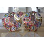 - Supla2li-3425-Gorsel2 - Realhomes Realhomes Renkli Mozaik Desenli Dijital Baskılı 2'li Yuvarlak Servis Altlığı - Supla Realhomes