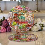 - Supla2li-3433-Gorsel1 - Realhomes Realhomes Rengarenk Evler Özel Tasarımlı Kumaş 2'li Yuvarlak Servis Altlığı - Supla Realhomes