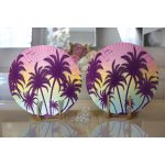Realhomes Renkli Zeminde Palmiye Motifli Dijital Baskılı Modern 2'li Yuvarlak Servis Altlığı - Supla Realhomes