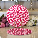 - Supla2li-3467-Gorsel1 - Realhomes Realhomes Modern Çizimli Kalpler Tasarımlı Dijital Baskılı 2'li Yuvarlak Servis Altlığı - Supla Realhomes