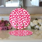 - Supla2li-3467-Gorsel3 - Realhomes Realhomes Modern Çizimli Kalpler Tasarımlı Dijital Baskılı 2'li Yuvarlak Servis Altlığı - Supla Realhomes