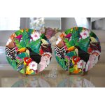 Realhomes Amazon Papağan Temalı Dijital Baskılı Modern 2'li Yuvarlak Servis Altlığı - Supla Realhomes