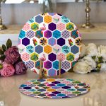 Realhomes Renkli Mozaik Desenli Dijital Baskılı 2'li Yuvarlak Servis Altlığı - Supla Realhomes