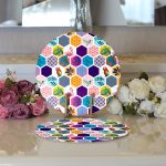 Realhomes Renkli Mozaik Desenli Dijital Baskılı 2'li Yuvarlak Servis Altlığı - Supla Realhomes