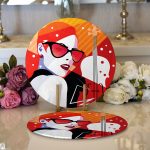 - Supla2li-3519-Gorsel1 - Realhomes  Realhomes Fashion Woman Özel Tasarım Dijital Baskılı 2'li Yuvarlak Servis Altlığı - Supla Realhomes