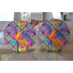 Realhomes Geometrik Zeminde Tropikal Yapraklar Dijital Baskılı 2'li Yuvarlak Servis Altlığı - Supla Realhomes