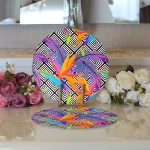 Realhomes Geometrik Zeminde Tropikal Yapraklar Dijital Baskılı 2'li Yuvarlak Servis Altlığı - Supla Realhomes