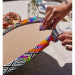 Realhomes Geometrik Zeminde Tropikal Yapraklar Dijital Baskılı 2'li Yuvarlak Servis Altlığı - Supla Realhomes