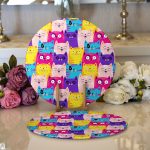 Realhomes Renkli Kedicikler Çocuk Odası Özel Tasarım Modern 2'li Yuvarlak Servis Altlığı - Supla Realhomes