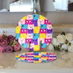 Realhomes Renkli Kedicikler Çocuk Odası Özel Tasarım Modern 2'li Yuvarlak Servis Altlığı - Supla Realhomes