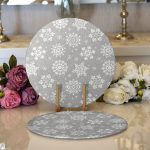 - Supla2li-3563-Gorsel1 - Realhomes Realhomes Gri Zeminli Kar Taneleri Temalı Modern Tasarım 2'li Yuvarlak Servis Altlığı - Supla Realhomes