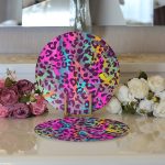 Realhomes Renkli Leopar Desenli Dijtal Baskılı Modern 2'li Yuvarlak Servis Altlığı - Supla Realhomes