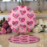 - Supla2li-3648-Gorsel1 - Realhomes Realhomes Pembe Kalpler Dijtal Baskılı 2'li Yuvarlak Servis Altlığı - Supla Realhomes