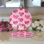 - Supla2li-3648-Gorsel3 - Realhomes Realhomes Pembe Kalpler Dijtal Baskılı 2'li Yuvarlak Servis Altlığı - Supla Realhomes