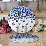 Realhomes Nazar Boncuğu Motifli Dijital Baskılı Modern 2'li Yuvarlak Servis Altlığı - Supla Realhomes