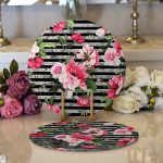 - Supla2li-3818-Gorsel1 - Realhomes  Realhomes Çizgili Zeminde Rengarenk Çiçekler Dijital Baskılı Modern 2'li Yuvarlak Servis Altlığı - Supla Realhomes